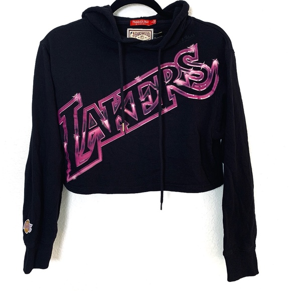 Mitchell & Ness Tops - NBA Los Angeles Lakers Mitchell & Ness Women's Crop Top Small Hoodie Black